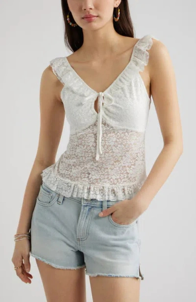 Bp. Pretty Lace Ruffle Tank In White