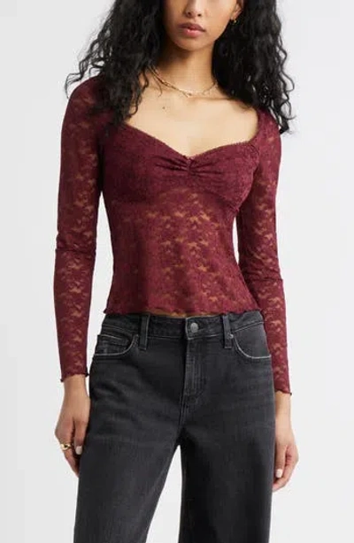 Bp. Pretty Lace Top In Burgundy