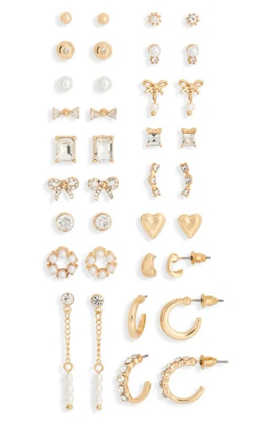 Bp. Pretty Set Of 18 Earrings In Gold