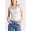 Bp. Print Mesh Top In White