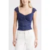 Bp. Print Mesh Top In Blue