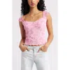 Bp. Print Mesh Top In Pink