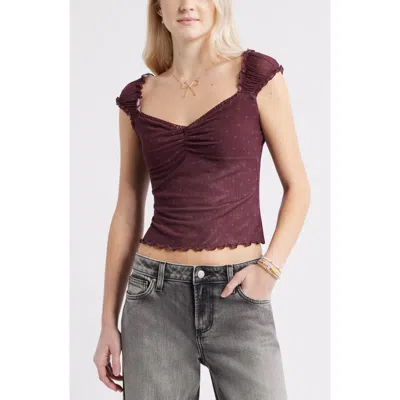 Bp. Print Mesh Top In Burgundy