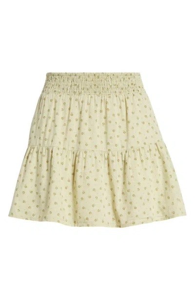 Bp. Print Tiered Ruffle Miniskirt In Olive Mini Flora