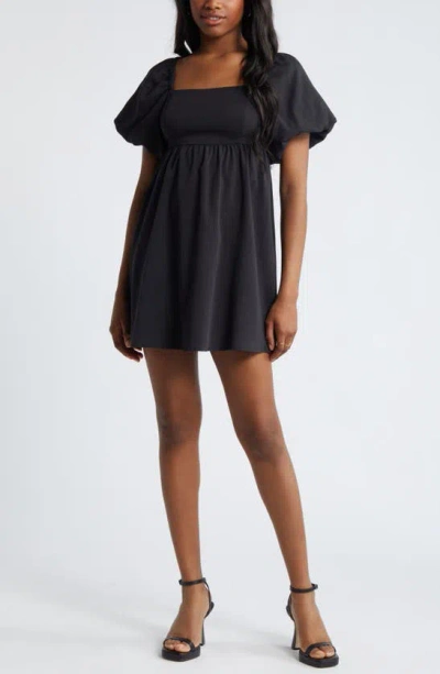 Bp. Puff Sleeve Minidress In Black Night