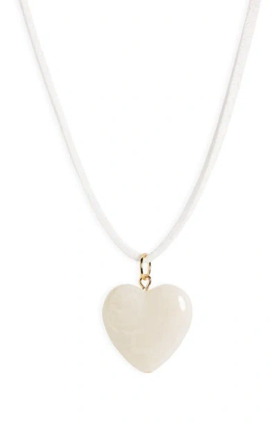 Bp. Puffed Heart Pendant Necklace In White- Ivory