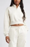 Bp. Quarter Zip Fleece Detail Sweatshirt In White