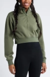 Bp. Quarter Zip Fleece Detail Sweatshirt In Green Beetle