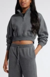 Bp. Quarter Zip Fleece Detail Sweatshirt In Grey Medium Charcoal Heather