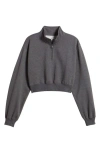 Bp. Quarter Zip Fleece Detail Sweatshirt In Grey Medium Charcoal Heather