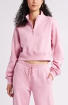Bp. Quarter Zip Fleece Detail Sweatshirt In Pink Shore