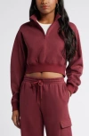 Bp. Quarter Zip Fleece Detail Sweatshirt In Red Grape