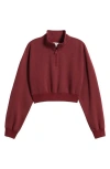 Bp. Quarter Zip Fleece Detail Sweatshirt In Burgundy