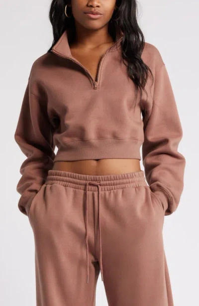 Bp. Quarter Zip Sweatshirt In Brown Topaz