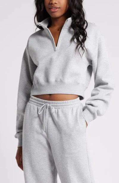 Bp. Quarter Zip Sweatshirt In Grey Soft Heather