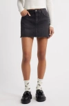 Bp. Raw Hem Denim Miniskirt In Black