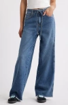 Bp. Raw Hem Drawstring High Waist Wide Leg Jeans In Blue