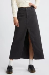 Bp. Raw Hem Stretch Twill A-line Skirt In Black Night