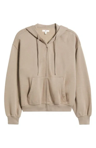 Bp. Relaxed Cotton Blend Zip Hoodie In Brown