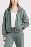 Bp. Relaxed Cotton Blend Zip Hoodie In Green
