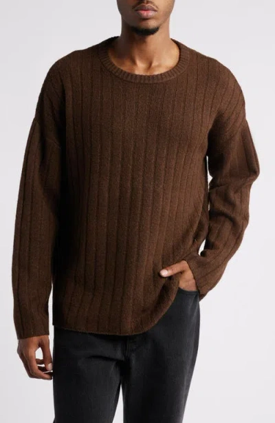 Bp. Rib Crewneck Sweater In Brown Chestnut