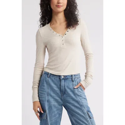 Bp. Rib Henley In Beige Oatmeal Light Heather