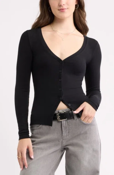 Bp. Rib Knit V-neck Cardigan In Black
