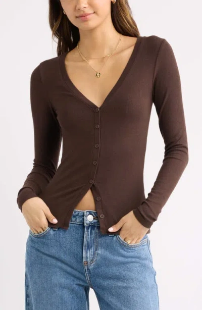 Bp. Rib Knit V-neck Cardigan In Burgundy