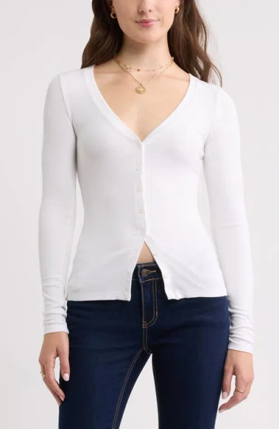 Bp. Rib Knit V-neck Cardigan In White