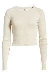 Bp. Rib Long Sleeve Crop Top In Beige Oatmeal Light Heather