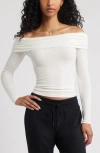 Bp. Rib Off The Shoulder Top In White