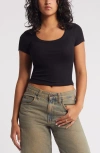 Bp. Rib Scoop Neck T-shirt In Black