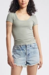 Bp. Rib Scoop Neck T-shirt In Green Halo