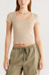 Bp. Rib Scoop Neck T-shirt In Tan Savannah