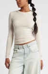 Bp. Ribbed Long Sleeve T-shirt In Beige Oatmeal Light Heather