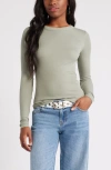 Bp. Ribbed Long Sleeve T-shirt In Green Halo