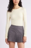 Bp. Ribbed Long Sleeve T-shirt In Ivory Flan