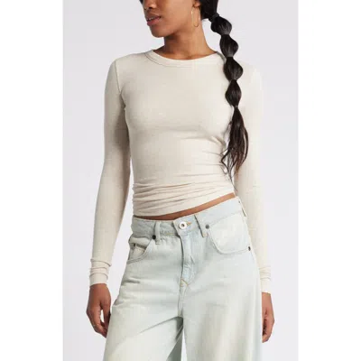 Bp. Ribbed Long Sleeve T-shirt In Beige Oatmeal Light Heather
