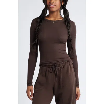 Bp. Ribbed Long Sleeve T-shirt In Brown