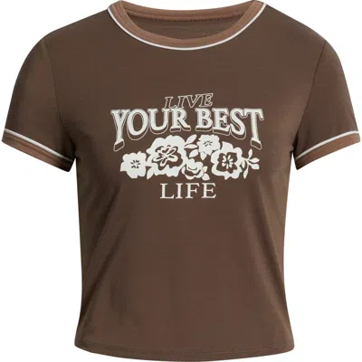 Bp. Ringer Crop Graphic Baby Tee In Brown