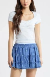Bp. Ruched Front Cotton T-shirt In Blue