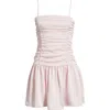 Bp. Ruched Satin Drop Waist Minidress In Pink