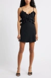 Bp. Ruffle Chiffon Cocktail Minidress In Black