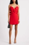 Bp. Ruffle Chiffon Cocktail Minidress In Red