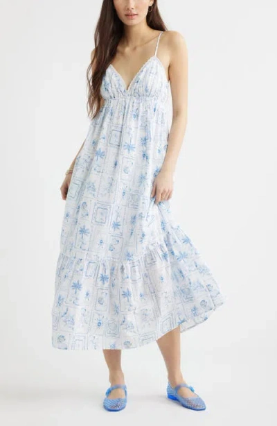 Bp. Ruffle Hem Cotton Maxi Dress In White