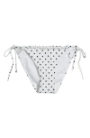 Bp. Ruffle Side Tie Bikini Bottoms In White- Black Dots A Lot