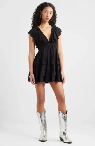 Bp. Ruffle Trim Minidress In Black