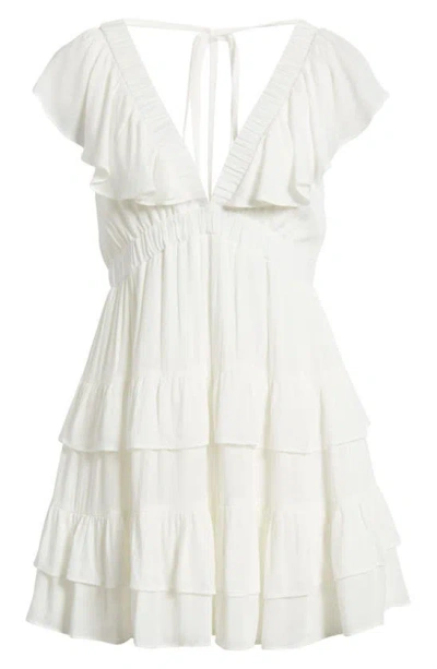 Bp. Ruffle Trim Minidress In White Blanc