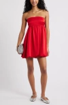Bp. Satin Bow Back Bubble Minidress In Red