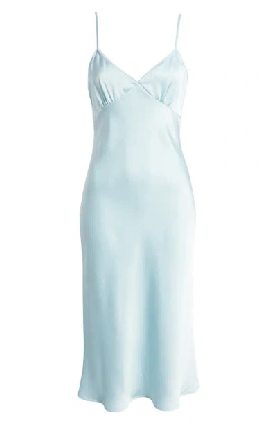 Bp. Satin Midi Slipdress In Blue Omphalodes